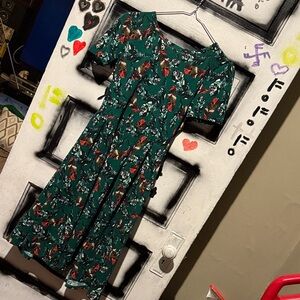 LuLaRoe Green Floral Midi Dress